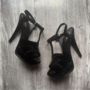 Yves Saint Laurent Black Suede Platform Heels